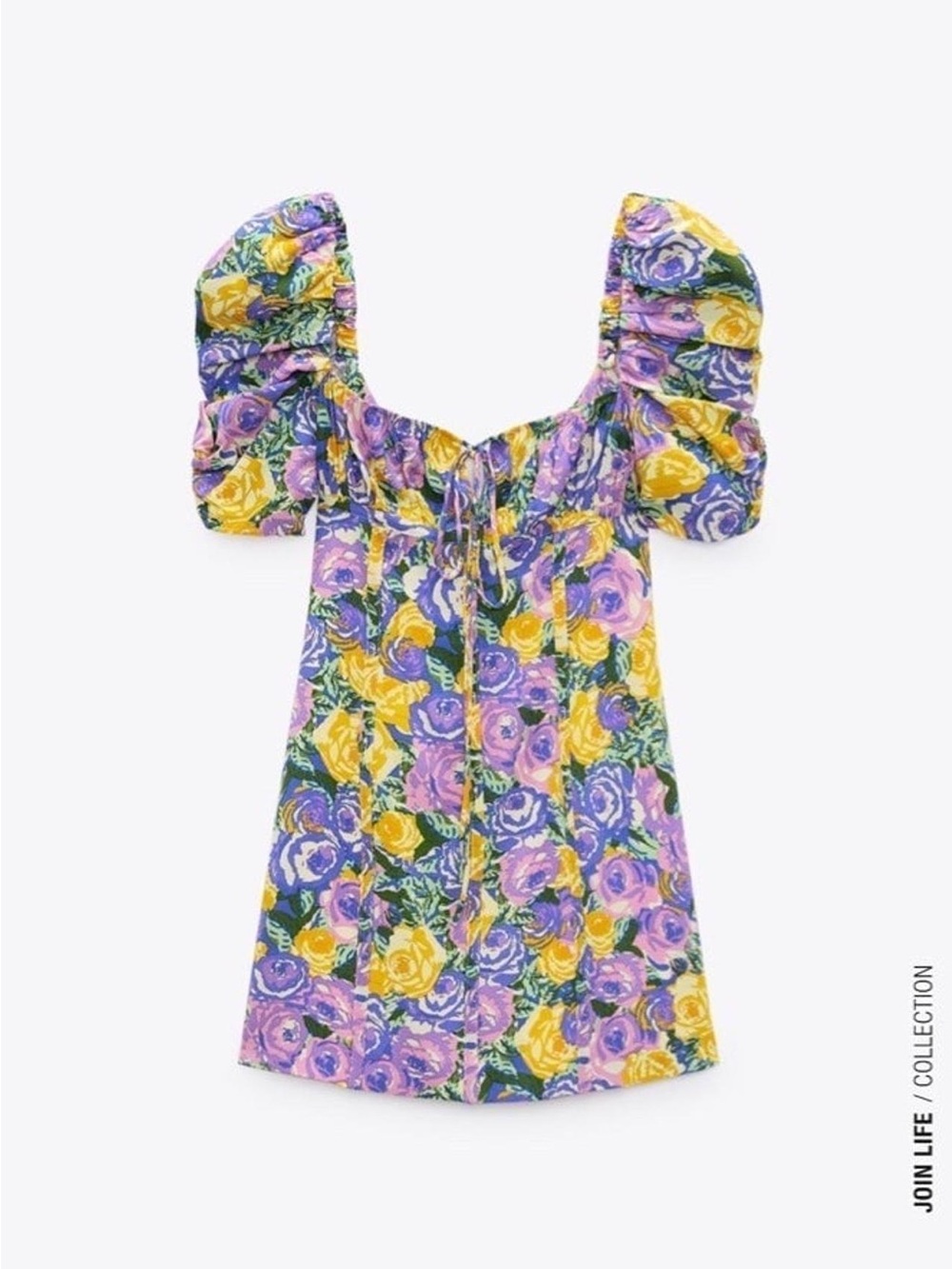 Zara Floral Puff-Sleeve Dress